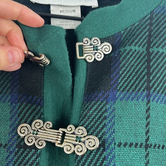 Cathy Daniels Vintage Green Plaid Fancy Metal Buttons Sweater Womens Size M - Picture 10 of 12
